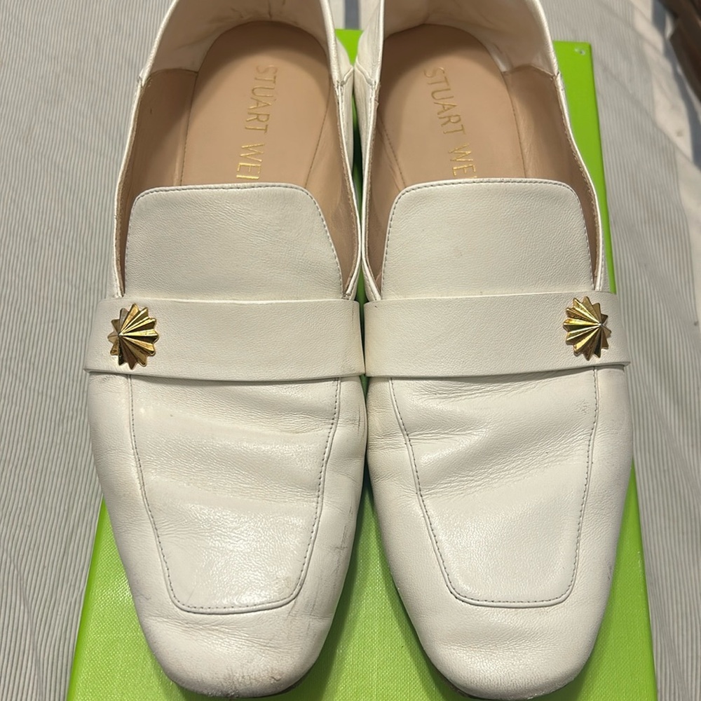 Stuart Weitzman Wylie Star Flat in White Size 10